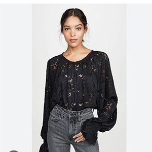 NWT: Free People Olivia Lace Top With Bell Sleeves